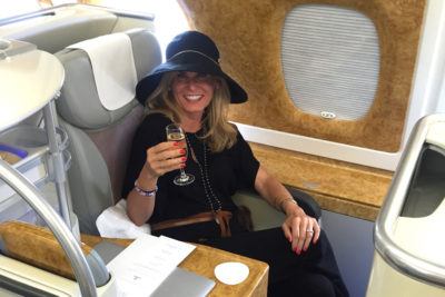Jennifer Aniston on Emirates-Um, I did it First Betch luxury travel mom