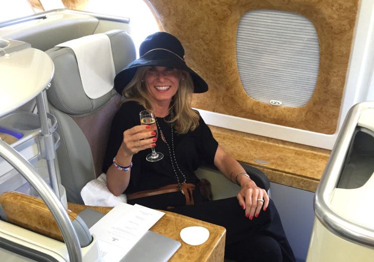 Jennifer Aniston on Emirates-Um, I did it First Betch luxury travel mom