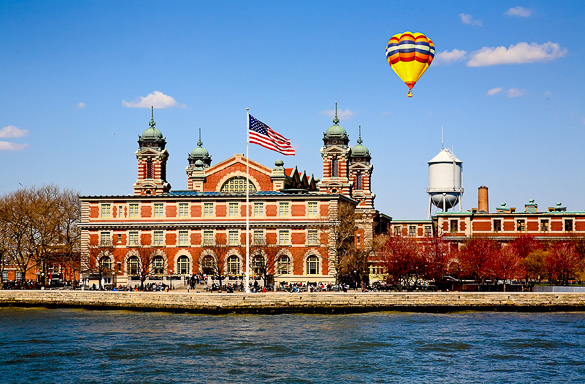 The main immigration building on Ellis Island in New York harbor